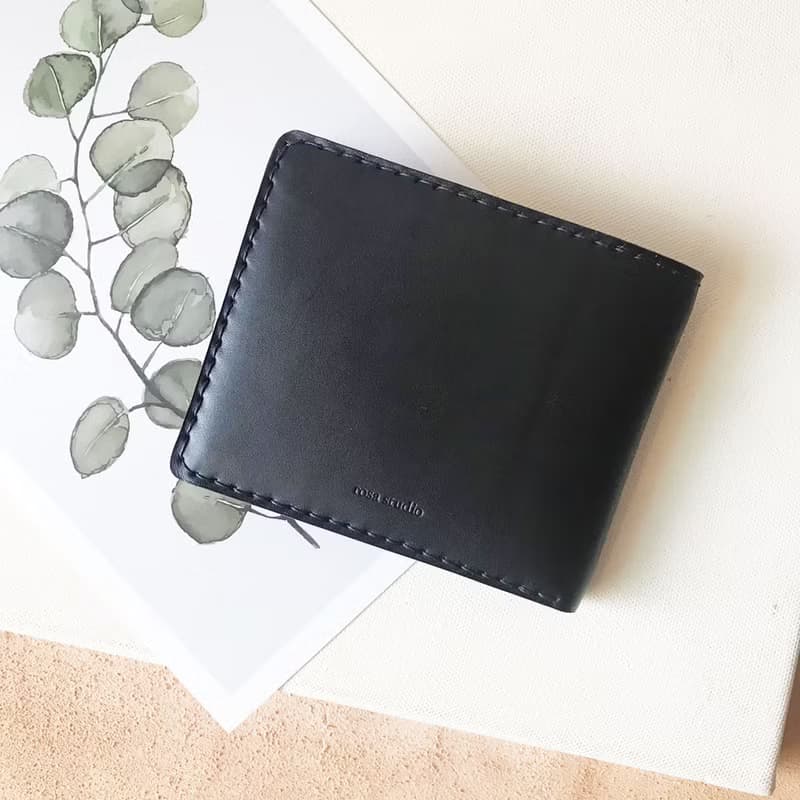 真皮短夾│6卡片層│黑