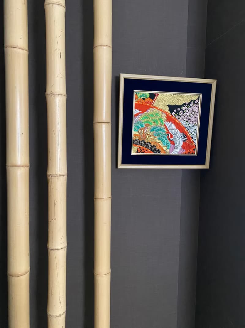 きものからつくるアートパネル　034　縁起物　壁掛け　絵画　1点もの　松　鶴