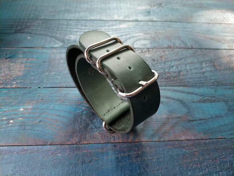 Emerald ZULU strap | Leather Watch Strap | Green Watch Strap | Genuine Leather