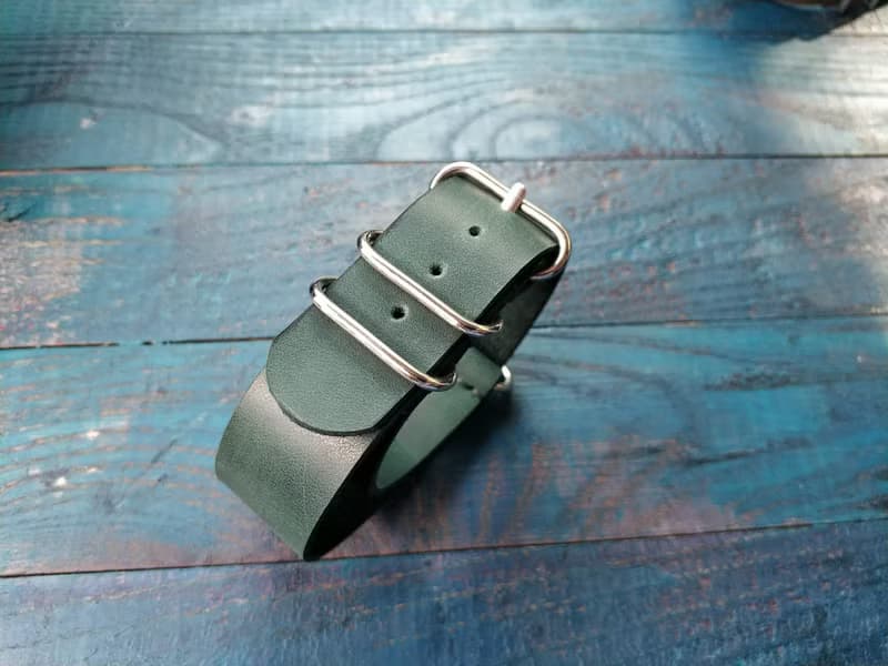 Emerald ZULU strap | Leather Watch Strap | Green Watch Strap | Genuine Leather