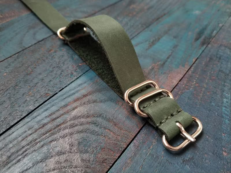 Emerald ZULU strap | Leather Watch Strap | Green Watch Strap | Genuine Leather