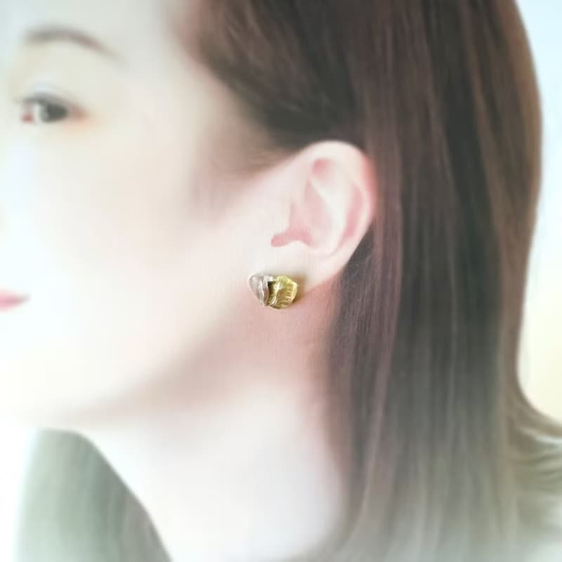 【再販】レモンクォーツ 水晶 金継ぎ ピアス イヤリング ノンホールピアス 天然石