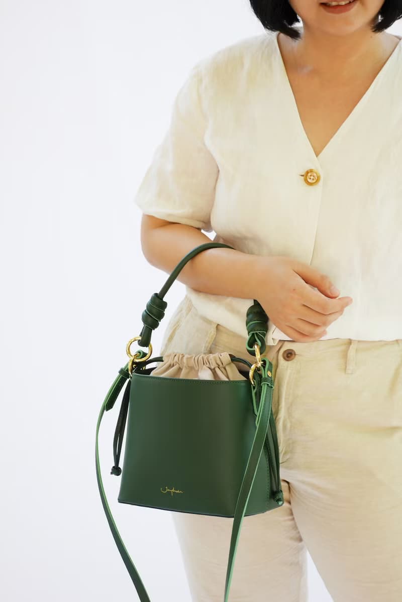 真皮包Fuji Bucket Bag  / 綠色包 Broccoli Green 綠色 斜