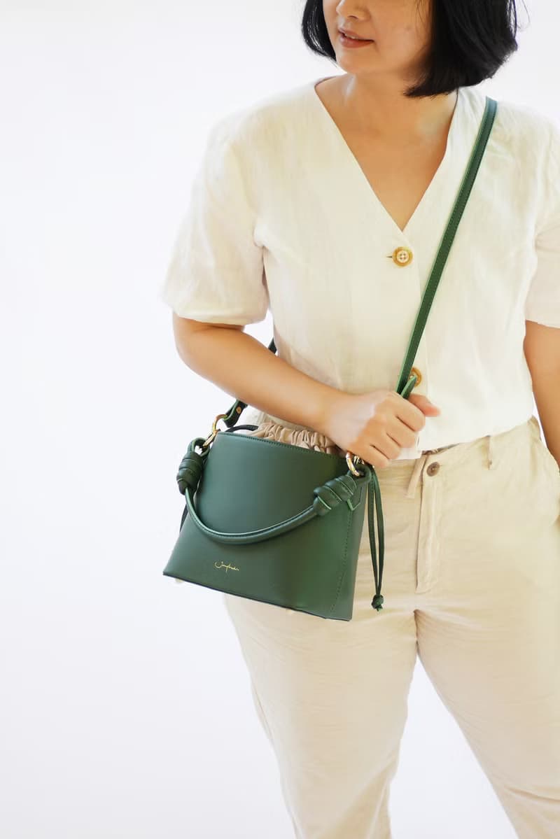真皮包Fuji Bucket Bag  / 綠色包 Broccoli Green 綠色 斜