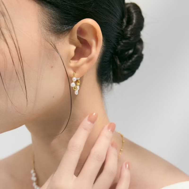 【NEW新品上市】浪沫。錯落珍珠耳環