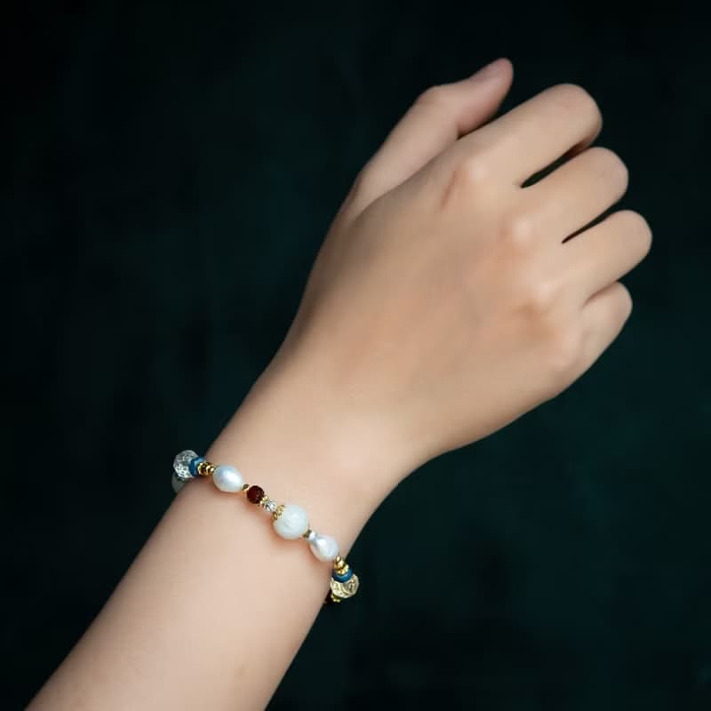 【旅行祭】永恆的淚珠 // C1614藍晶白月光珍珠手鍊