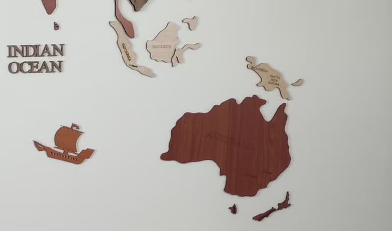 Named Capital - Wooden World Map, Wall Decoration for Homes and Offices