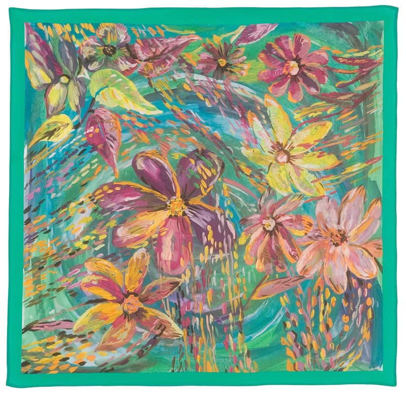 Pavlovo Posad Shawl, Russian Neck Scarf Natural 100% Silk Summer Wrap 10006-9