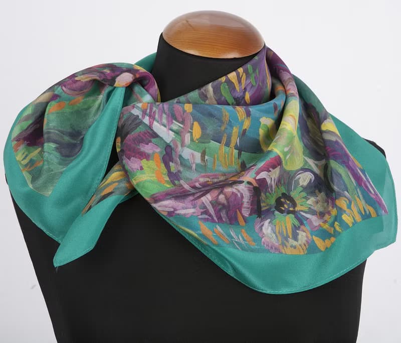 Pavlovo Posad Shawl, Russian Neck Scarf Natural 100% Silk Summer Wrap 10006-9