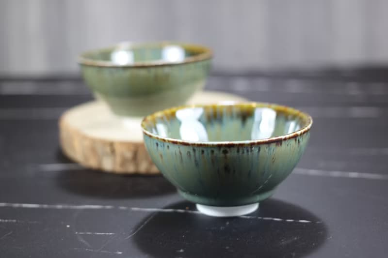 【母親節禮物】綠瀑 天目釉對杯組 茶碗 鶯歌陶藝名家葉敏祥作品