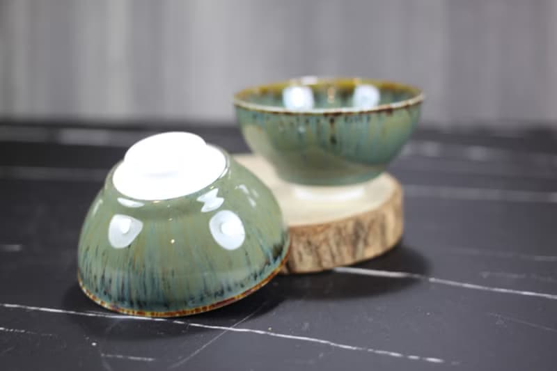 【母親節禮物】綠瀑 天目釉對杯組 茶碗 鶯歌陶藝名家葉敏祥作品
