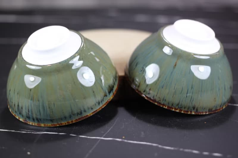 【母親節禮物】綠瀑 天目釉對杯組 茶碗 鶯歌陶藝名家葉敏祥作品