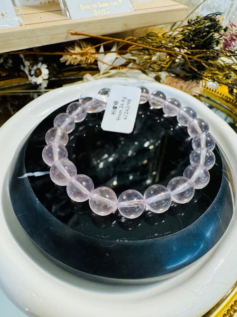 高品天然粉摩根9mm24.6g水晶手珠桃花戀愛運人際關係生意緣舒緩煩