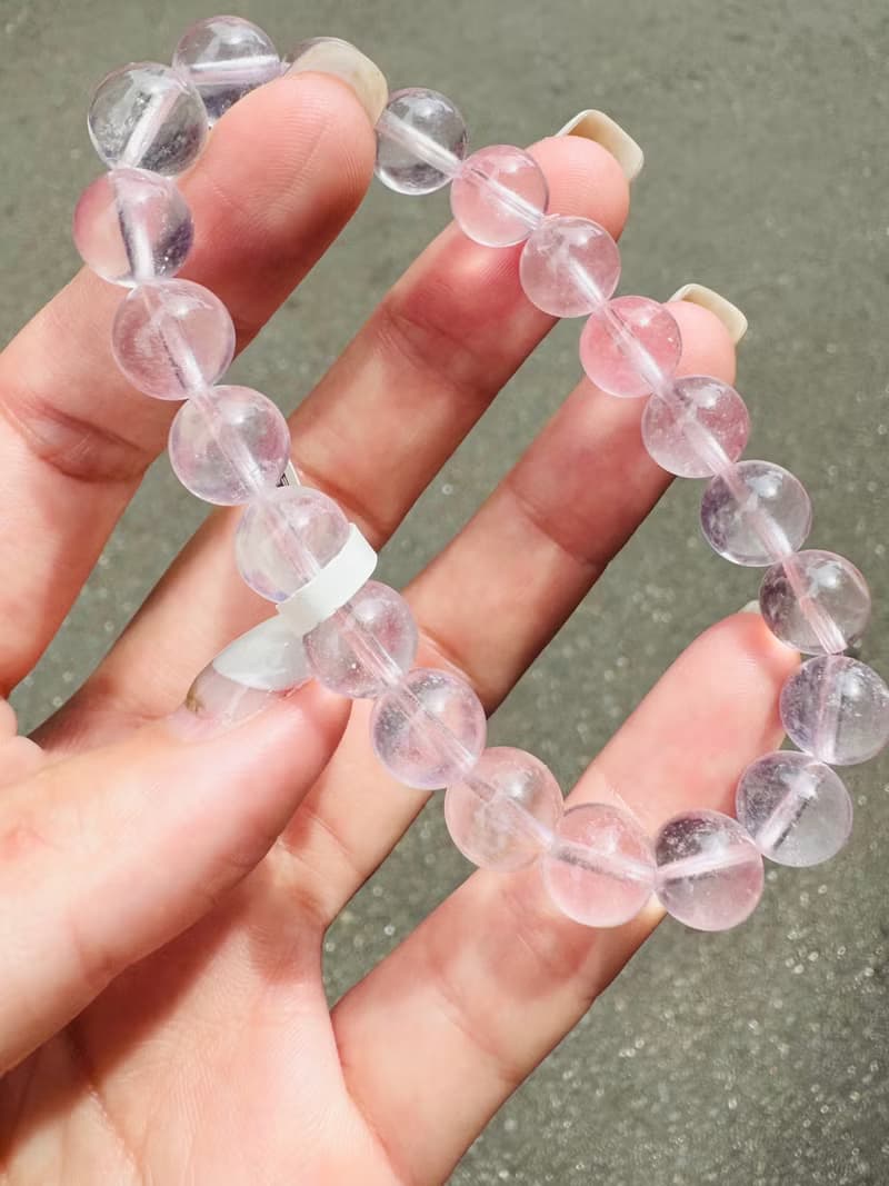 高品天然粉摩根9mm24.6g水晶手珠桃花戀愛運人際關係生意緣舒緩煩