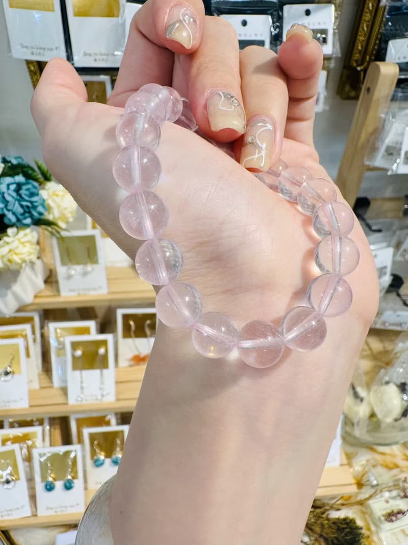 高品天然粉摩根9mm24.6g水晶手珠桃花戀愛運人際關係生意緣舒緩煩