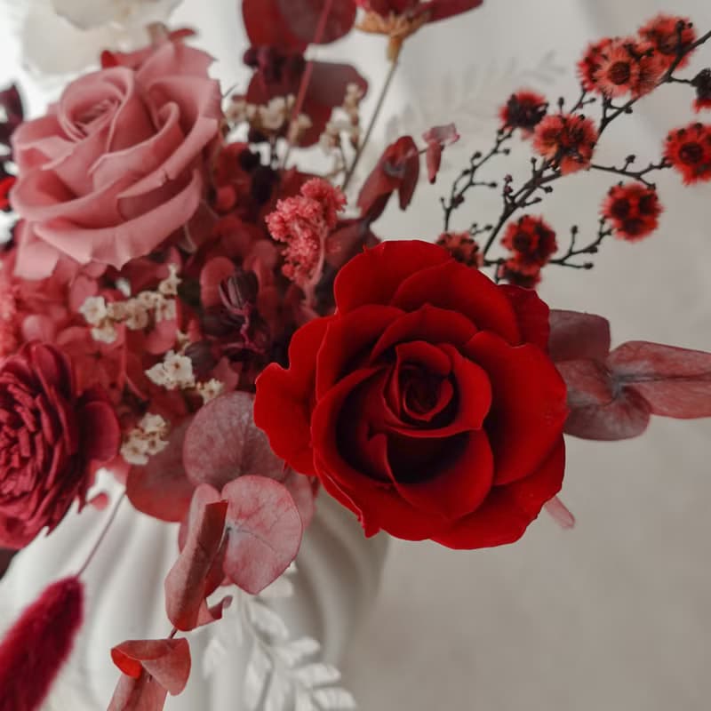 曲線瓶盆花-紅粉色