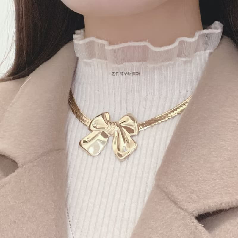 韓國製金色蝴蝶結項鍊