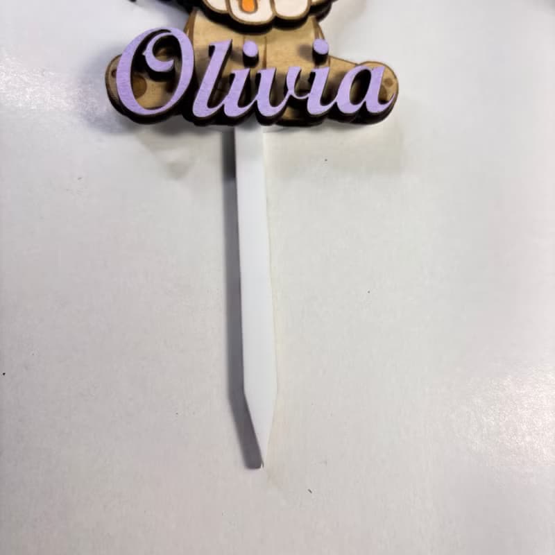 Bear Wood Custom Cake Topper - Hand Painted Birthday Keepsake - Custom Name