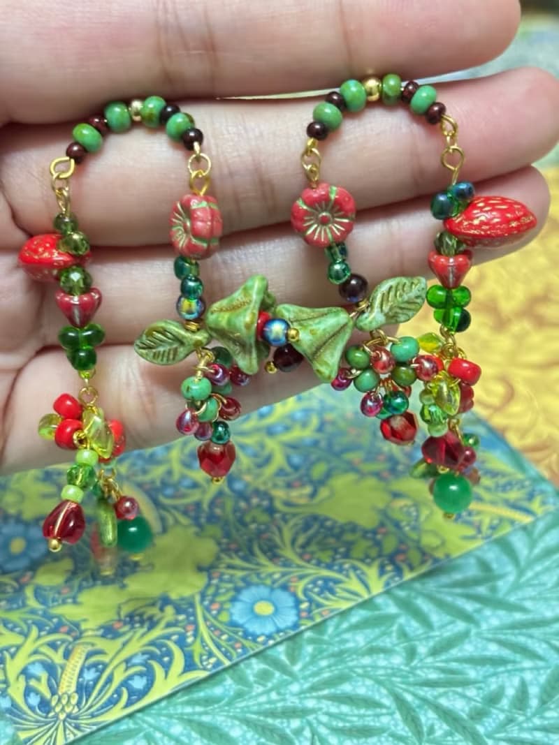 水果派對 手作串珠耳環 捷克珠耳環 串珠水果耳環 草莓耳飾