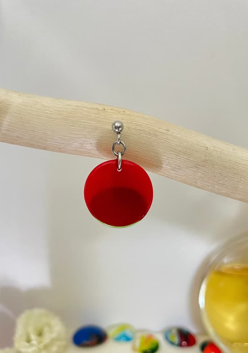 孕育 琉璃耳環 單邊1只 窗花復古耳環 手作飾品 醫療鋼耳環