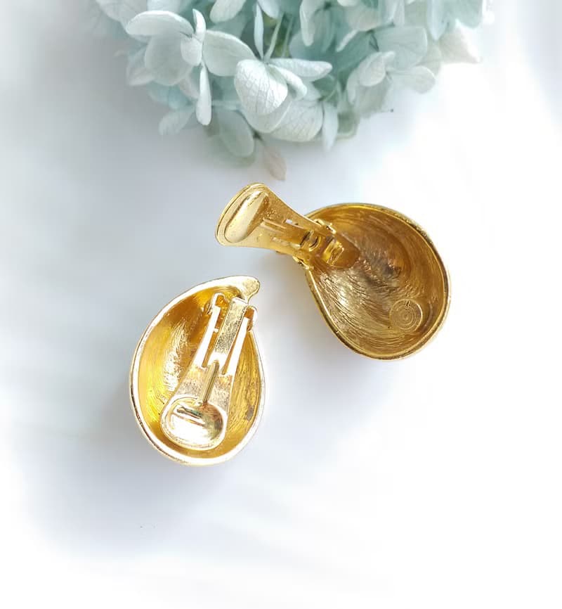 【西洋古董飾品 】對稱 多彩摩登 大耳夾 夾式耳環