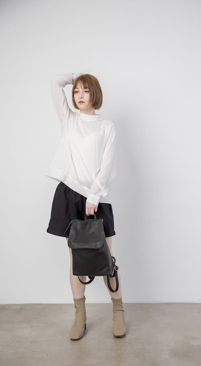 supportingrole 休閒翻蓋四方小後背包黑