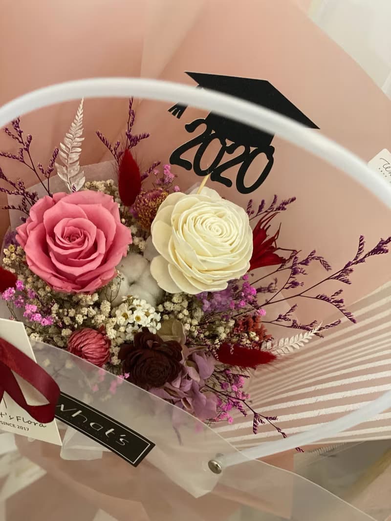 畢業花束 \粉紅泡泡\ 永生花花束 乾燥花束 畢業快樂
