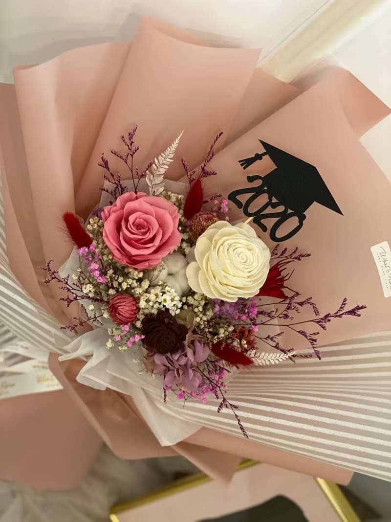 畢業花束 \粉紅泡泡\ 永生花花束 乾燥花束 畢業快樂