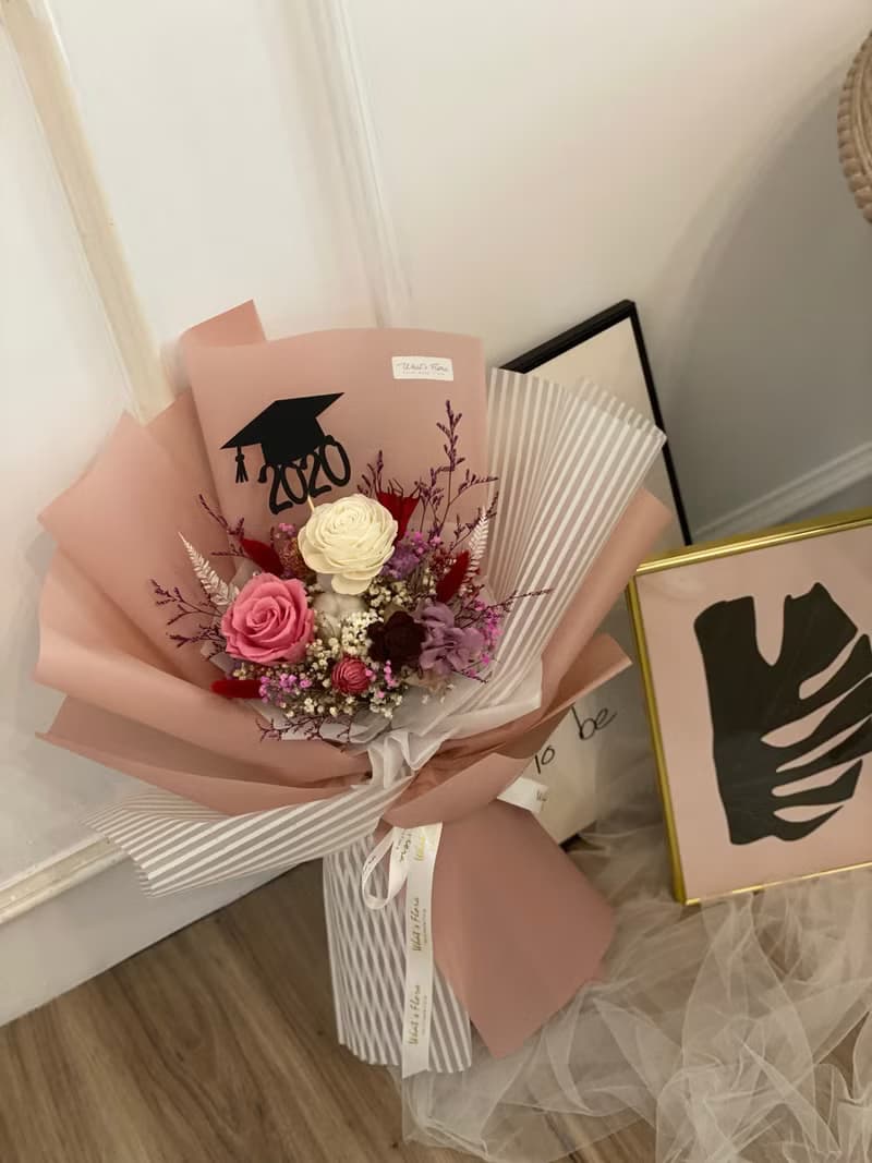 畢業花束 \粉紅泡泡\ 永生花花束 乾燥花束 畢業快樂