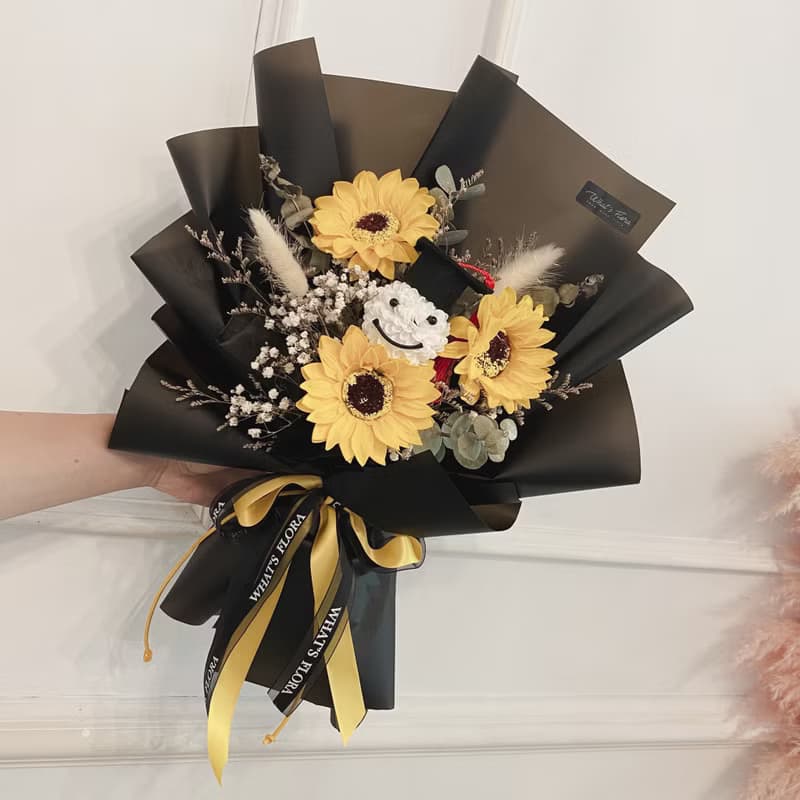 畢業花束 \粉紅泡泡\ 永生花花束 乾燥花束 畢業快樂