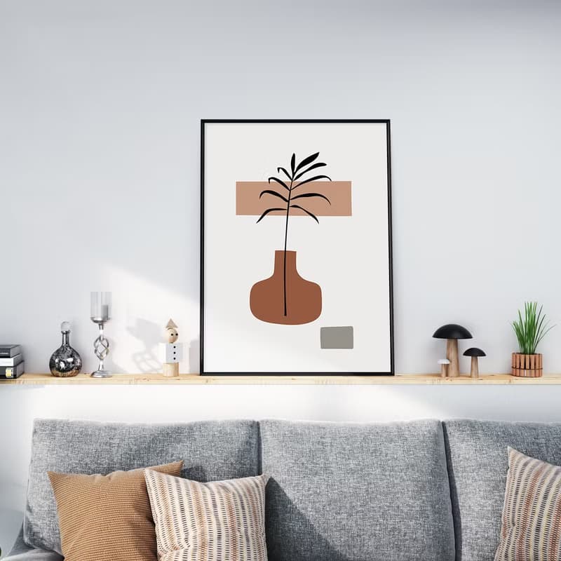 幾何 • 花器III - 棕色花瓶幾何掛畫/簡約設計/客廳裝飾/喬遷禮