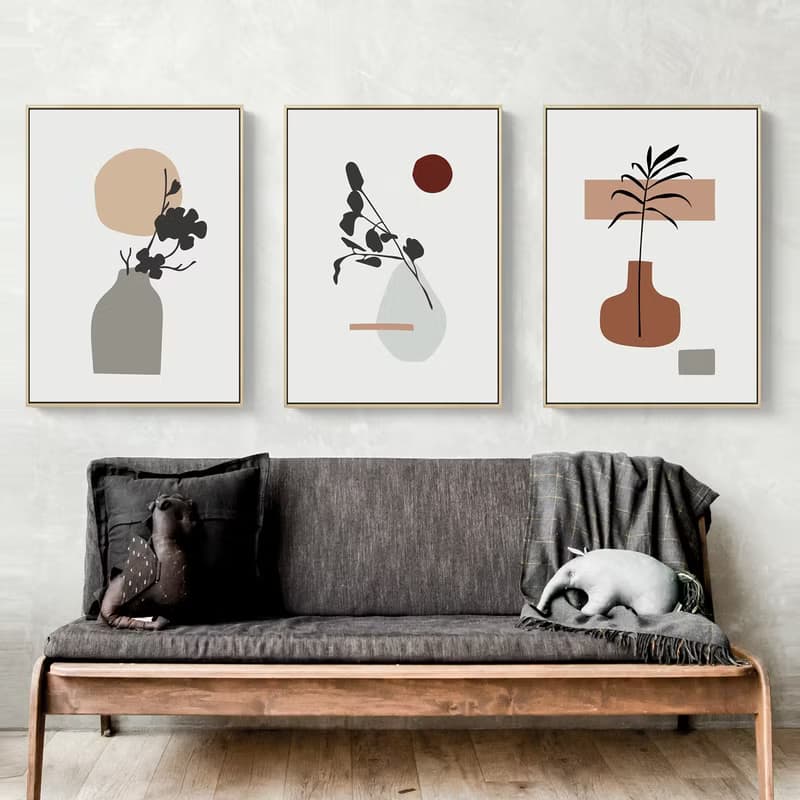 幾何 • 花器III - 棕色花瓶幾何掛畫/簡約設計/客廳裝飾/喬遷禮