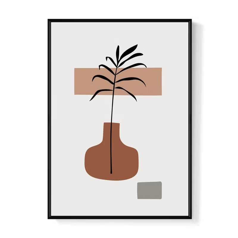 幾何 • 花器III - 棕色花瓶幾何掛畫/簡約設計/客廳裝飾/喬遷禮