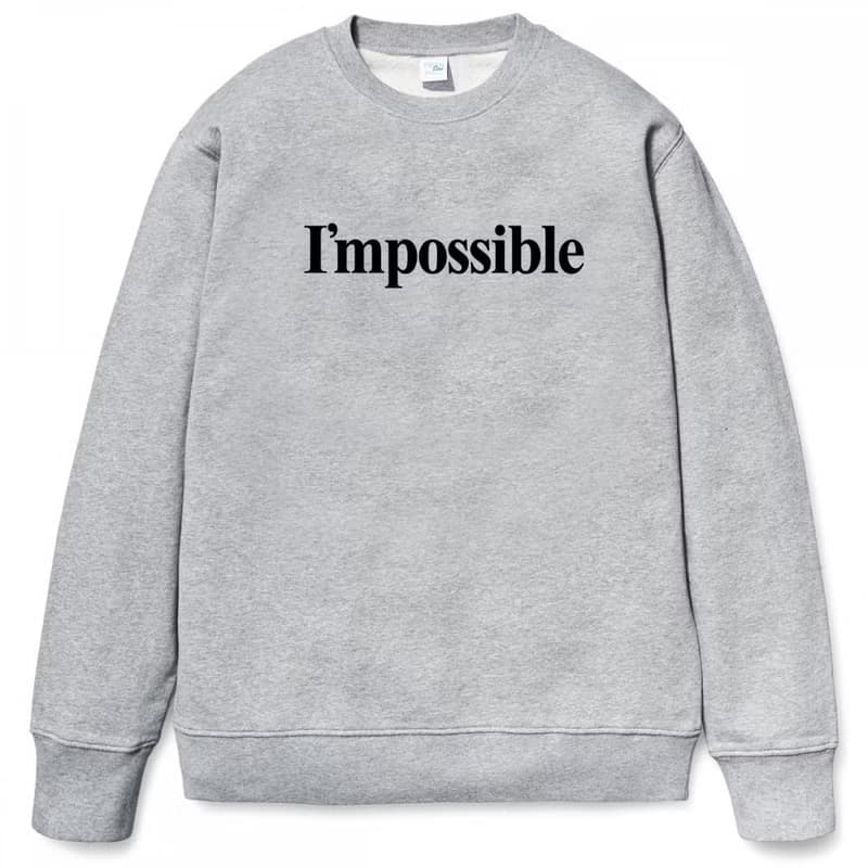 Impossible 中性 大學T 刷毛 灰色 秋冬禮物聖誕文字保暖文青設計