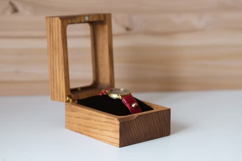 Wood watch box for man woman Engraved watch storage organizer Handcrafted box