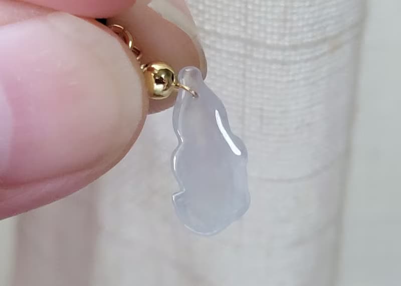 【親翠】天然翡翠 白冰起光揭陽工藝微胖鱷魚鎖骨鏈