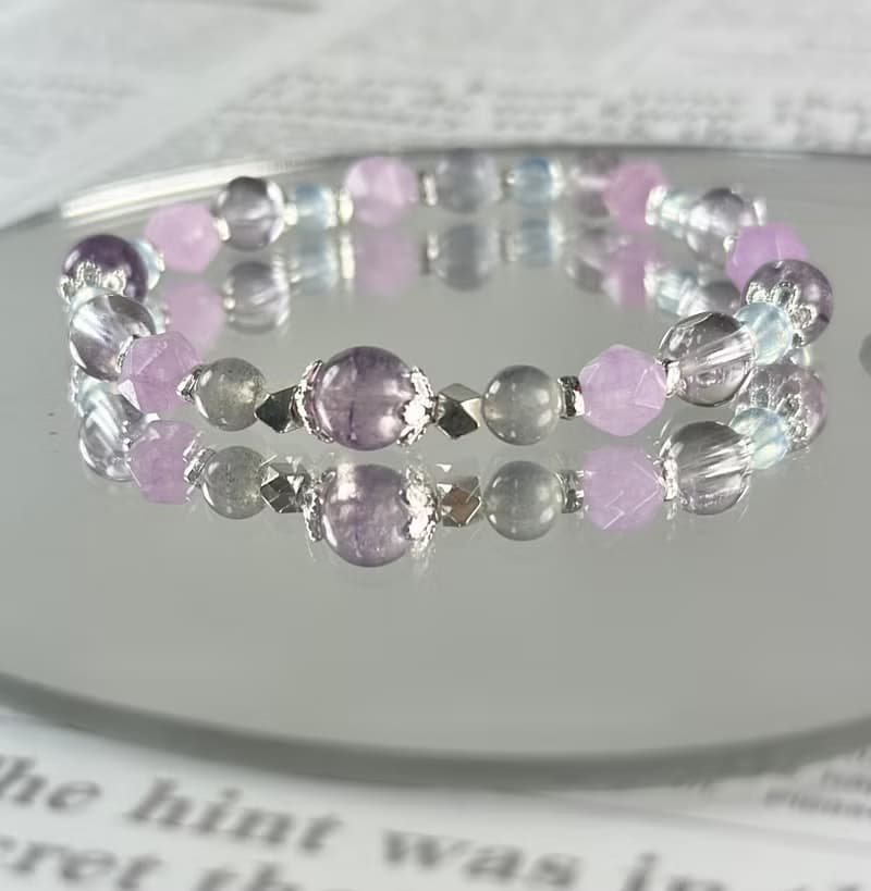紫水晶 灰月光 海藍寶 天然水晶手鍊/專注內在 提升信心 旺事業