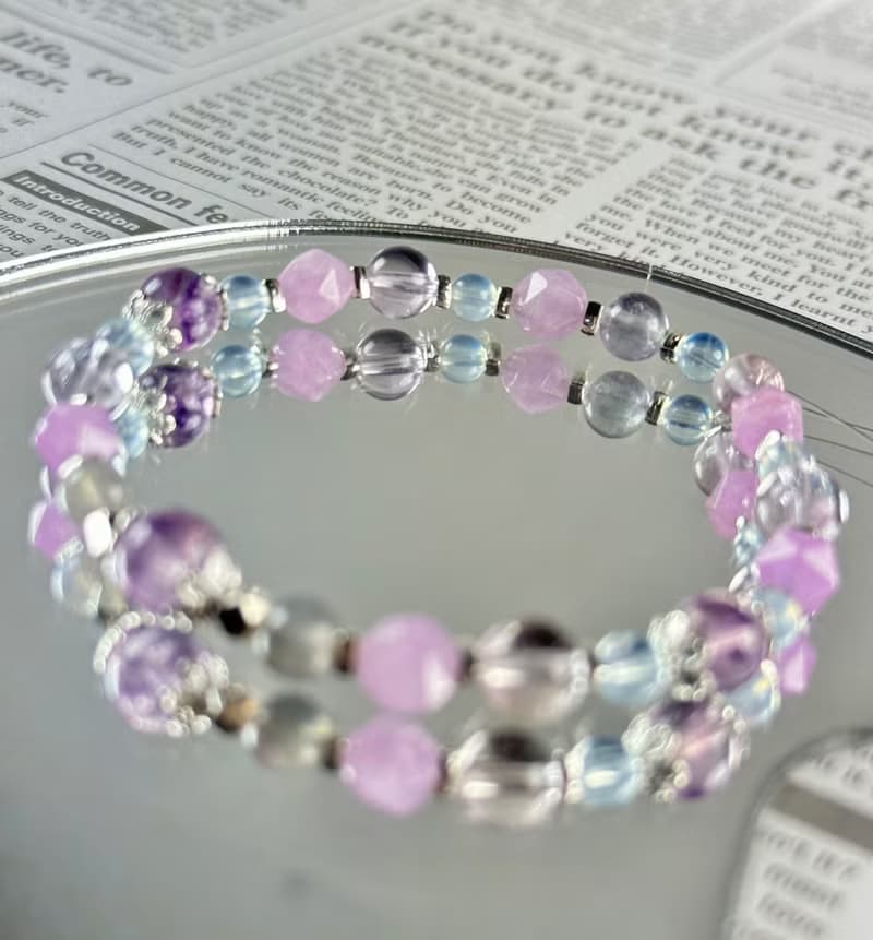 紫水晶 灰月光 海藍寶 天然水晶手鍊/專注內在 提升信心 旺事業