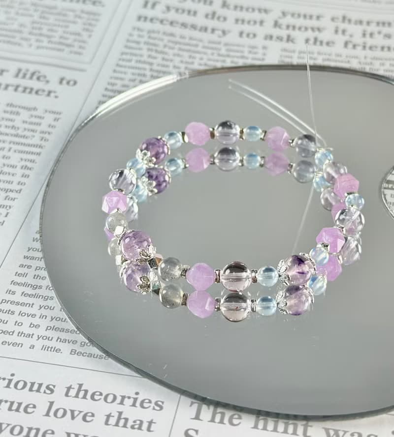 紫水晶 灰月光 海藍寶 天然水晶手鍊/專注內在 提升信心 旺事業