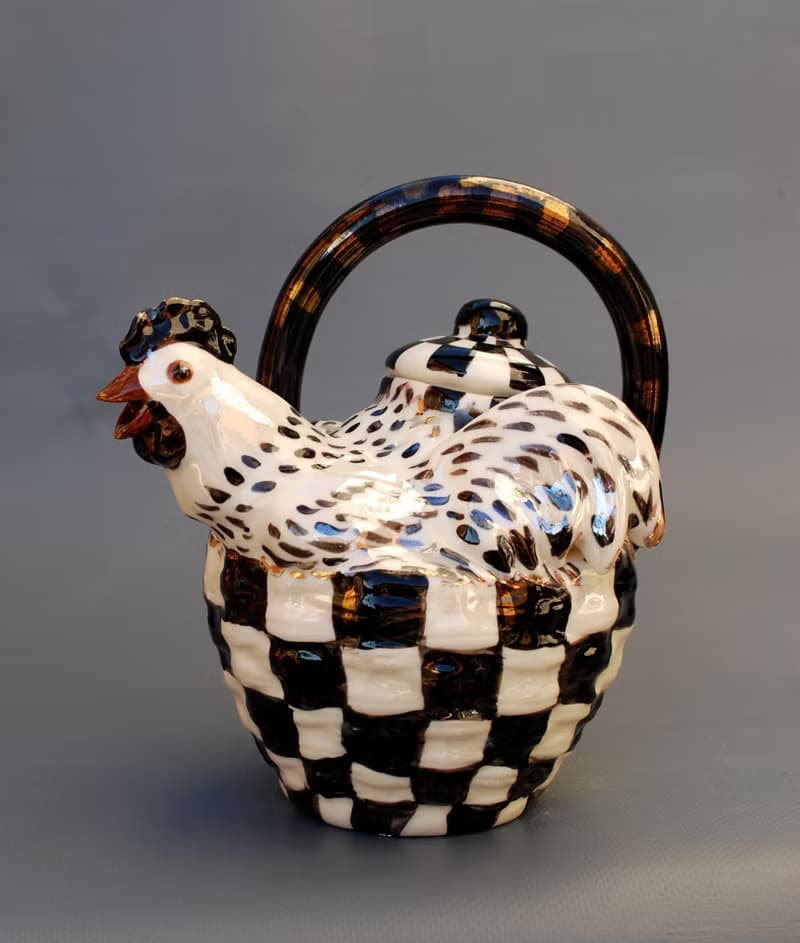 Ceramic art teapot White chicken Pot Figurine teapot