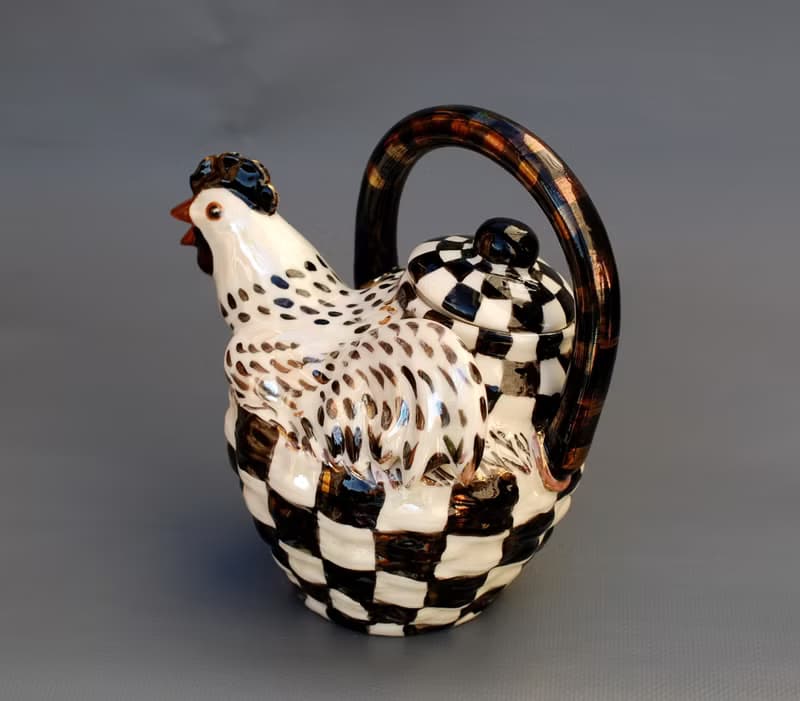 Ceramic art teapot White chicken Pot Figurine teapot