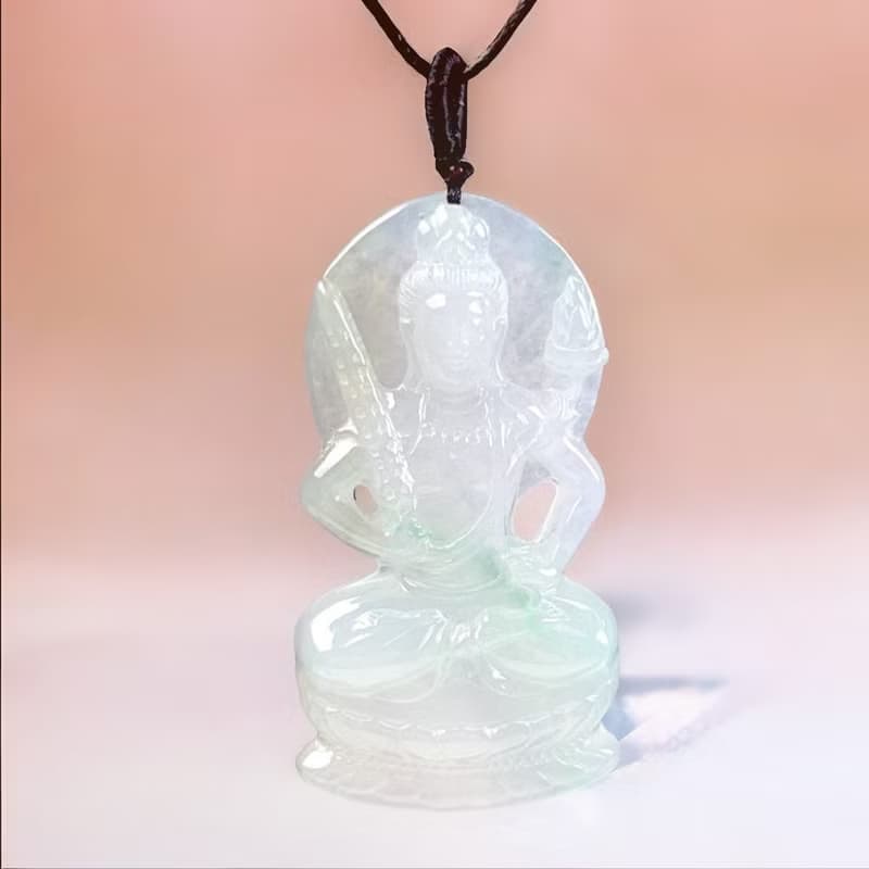 【母親節特惠】冰種飄陽綠虛空藏菩薩 | 天然緬甸翡翠A貨 | 送禮