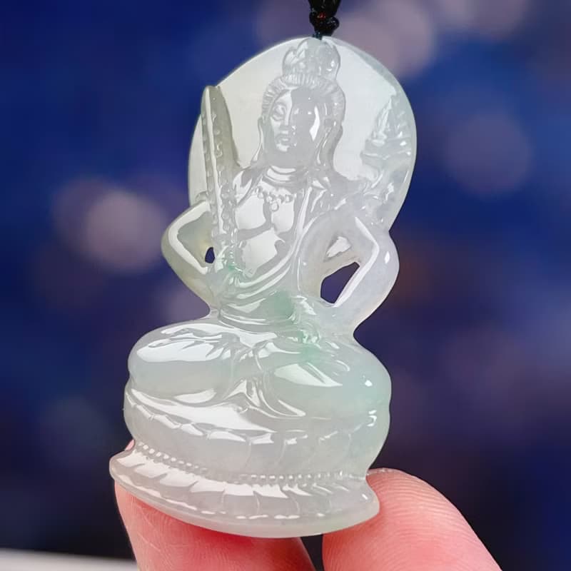【母親節特惠】冰種飄陽綠虛空藏菩薩 | 天然緬甸翡翠A貨 | 送禮