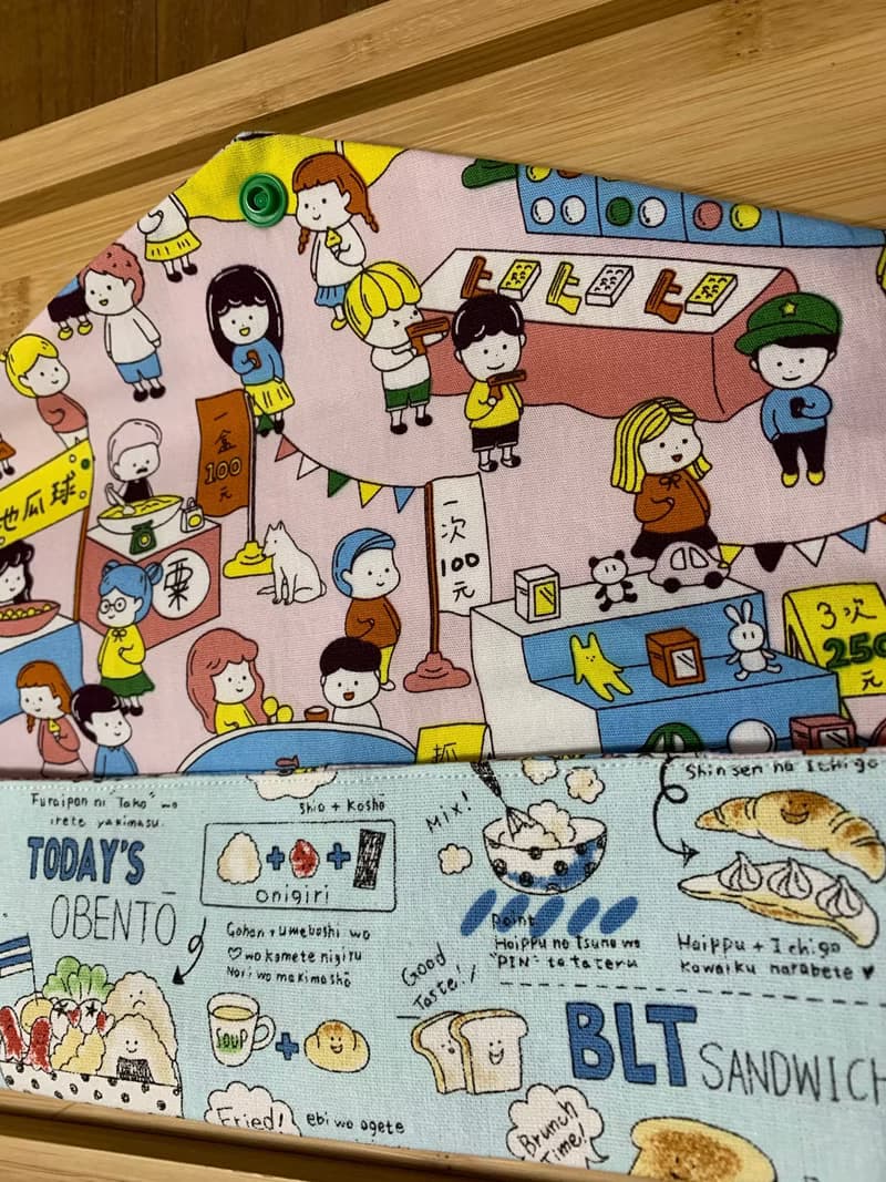 文青風環保筷袋  美食嚮宴 晴空藍 手作餐具袋.交換禮物.