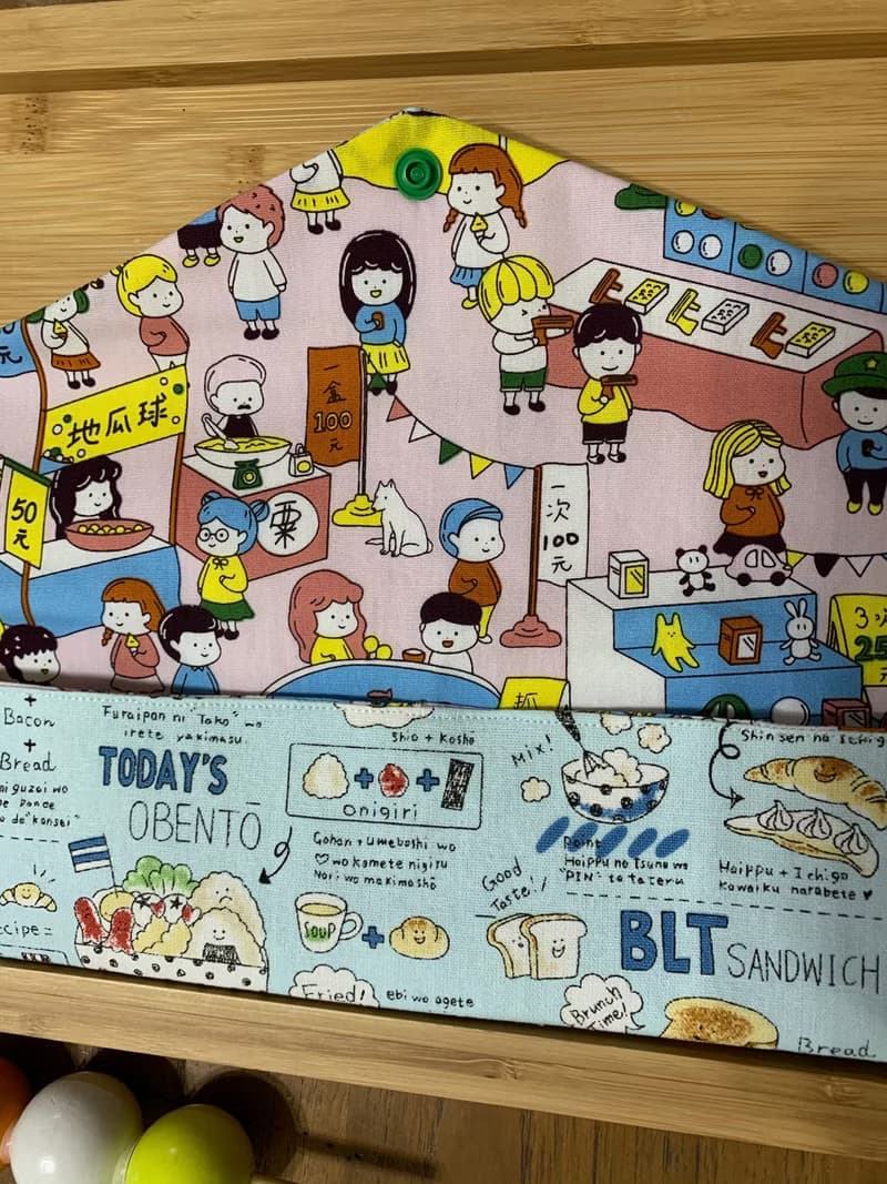 文青風環保筷袋  美食嚮宴 晴空藍 手作餐具袋.交換禮物.