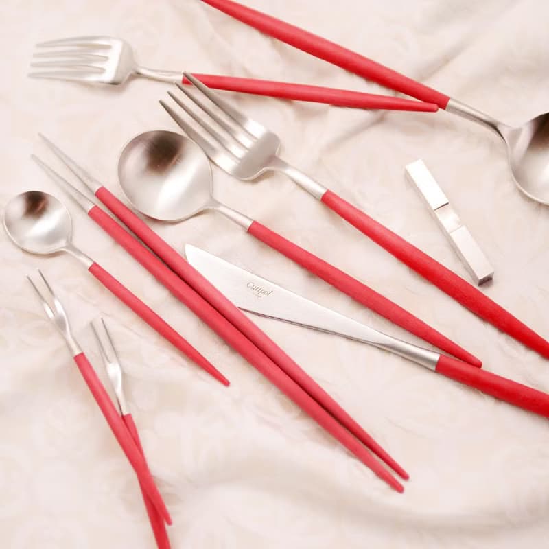 葡萄牙Cutipol GOA系列紅柄點心叉匙二件組
