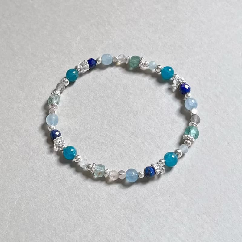 磷灰石青金石海藍寶925純銀手鍊