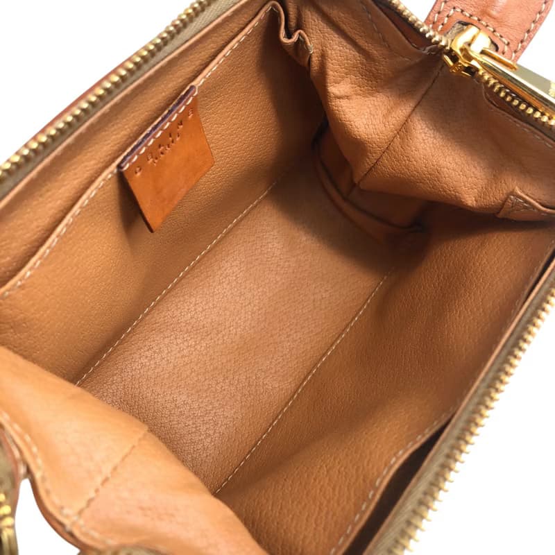 【 日本直送　名牌中古包 】CELINE セリーヌ マカダム ポーチ ブラウン ブラゾン型押し PVC レザー vintage ヴィンテージ chci53