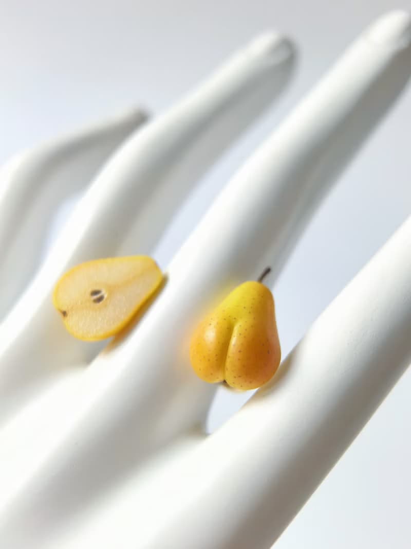 PP LEE系列•屁屁梨手作戒指文創風格軟陶迷你食玩飾品