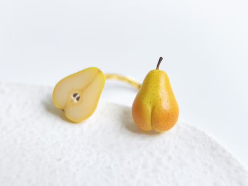 PP LEE系列•屁屁梨手作戒指文創風格軟陶迷你食玩飾品